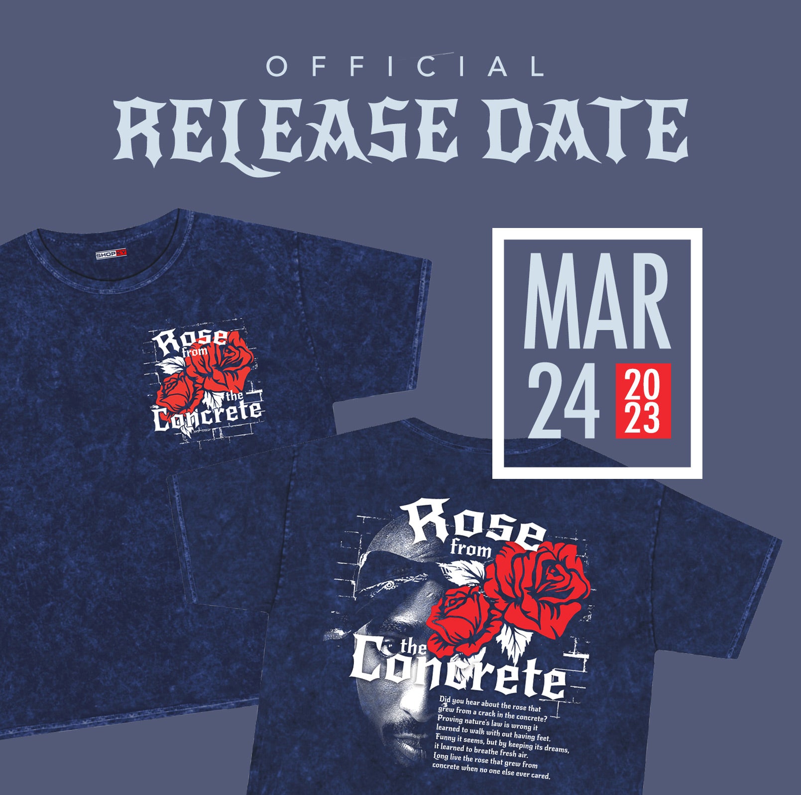 Rose from the Concrete - Mineral wash navy t-shirt